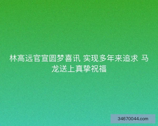 林高远官宣圆梦喜讯 实现多年来追求 马龙送上真挚祝福