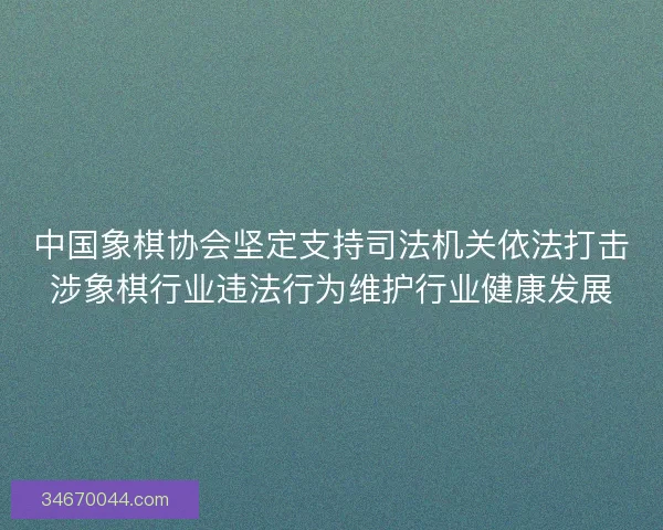 中国象棋协会坚定支持司法机关依法打击涉象棋行业违法行为维护行业健康发展
