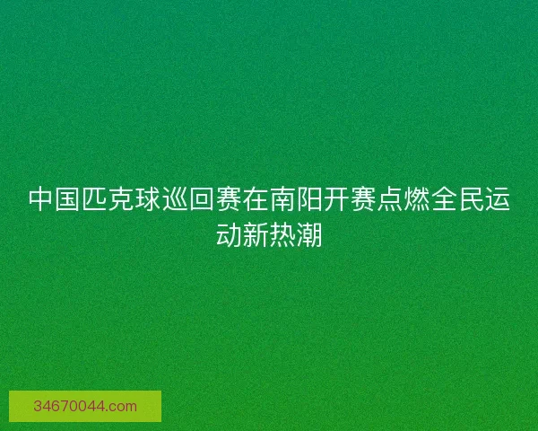 中国匹克球巡回赛在南阳开赛点燃全民运动新热潮